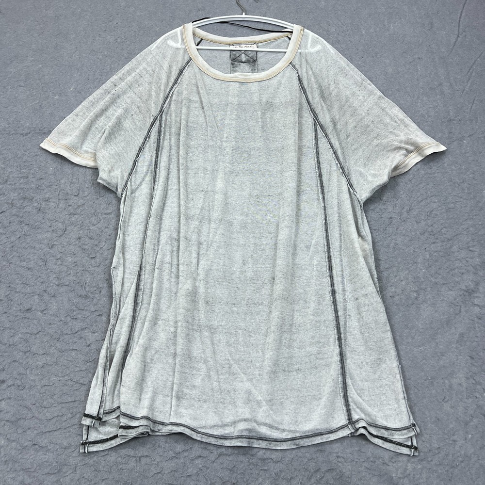 We The Free People Burnout Tee Women's Small Gray Oversized Sheer Crew Shirt Top