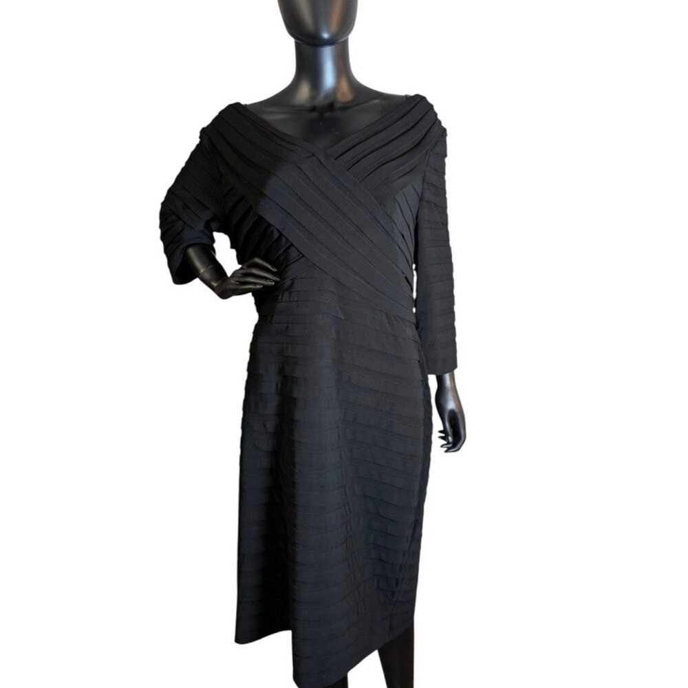 Adrianna Papell Black Pleated Cocktail Evening Dress 18W