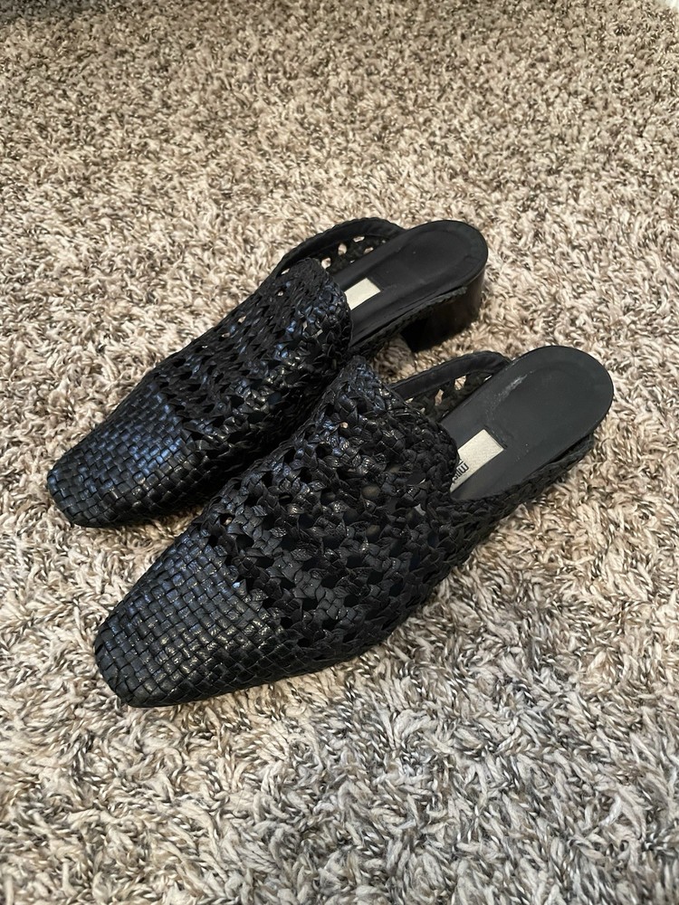 MIISTA London Ida Block Heel Mules Sandals Leather Color black Size US 10