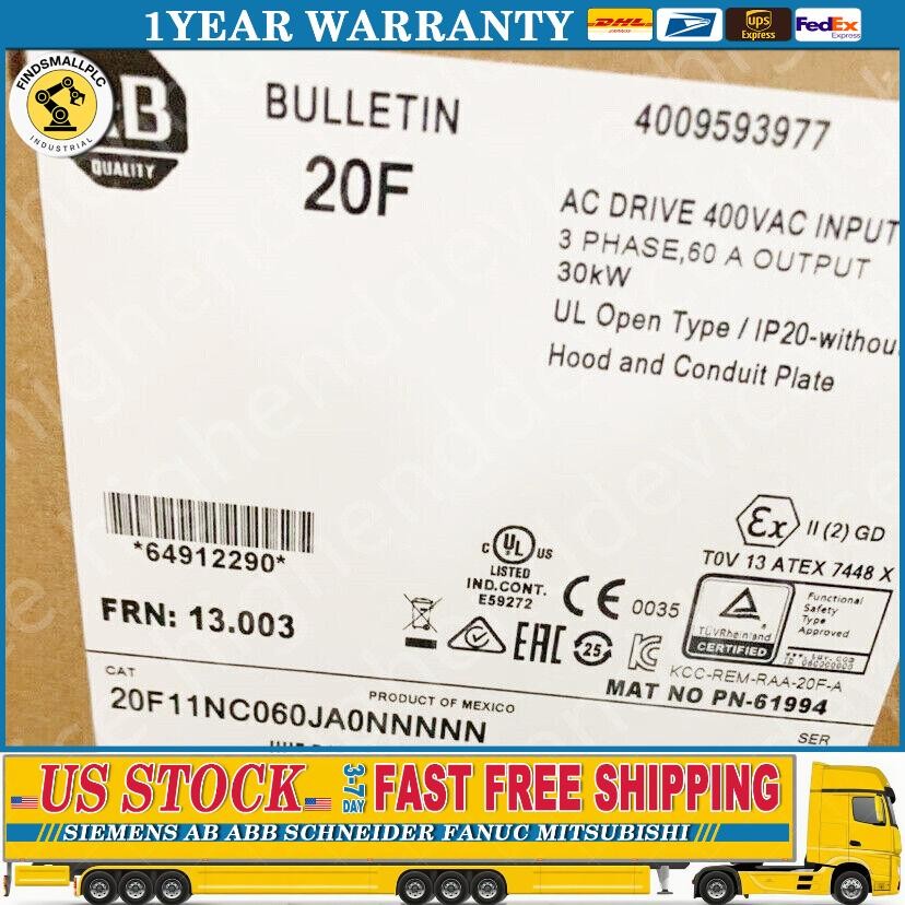 New 20F11NC060JA0NNNNN AB PowerFlex Air Cooled 753 AC Drive US Free Tax