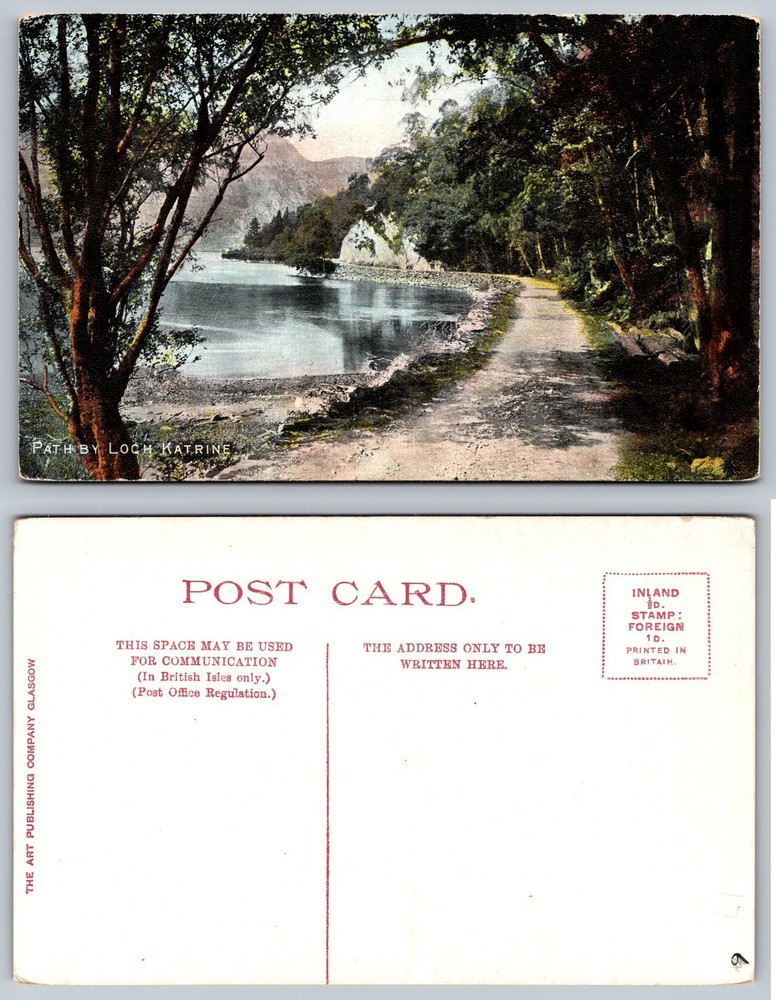 Loch Katrine Scotland Path Antique Postcard Art Publishing Co Glasgow
