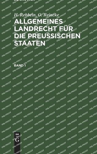 Allgemeines Landrecht für die Preußischen Staaten (Hardback)