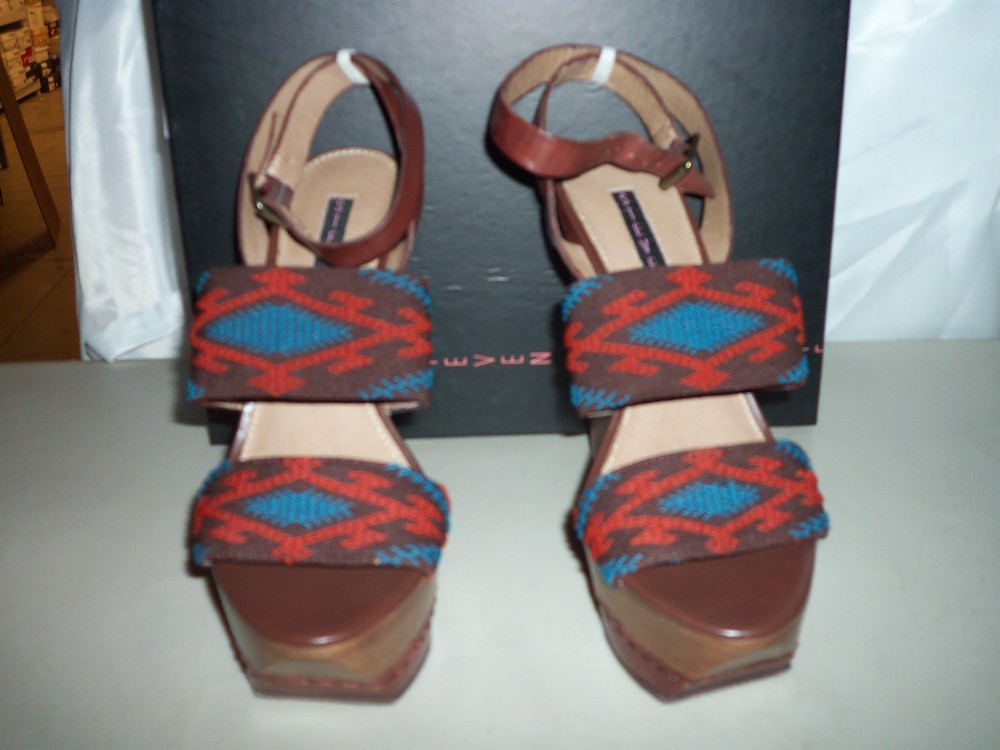 Steven New Womens Bernidet Multi Fabric Wedge Heels 7.5 M Shoes