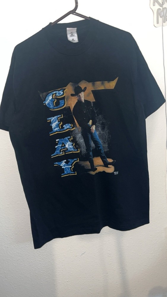 Vintage CLAY WALKER 90s T SHIRT ROCK TOUR SINGLE STICH concert Country Music XL