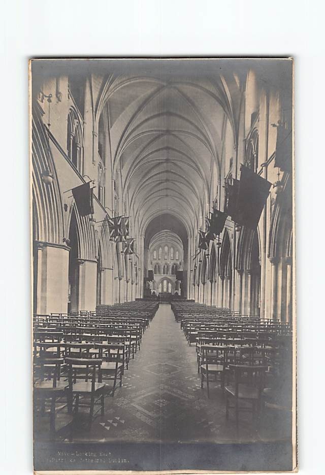 Postcard St. Patrick's Cathedral Dublin Ireland Nave Looking East Interior View