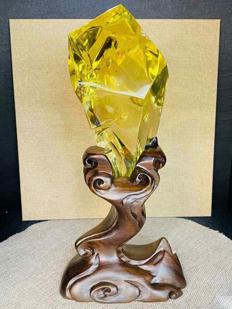 4.29LB Rare Natural Citrine Quartz Crystal Specimen for Reiki Healing and Home Decor with Display Stand