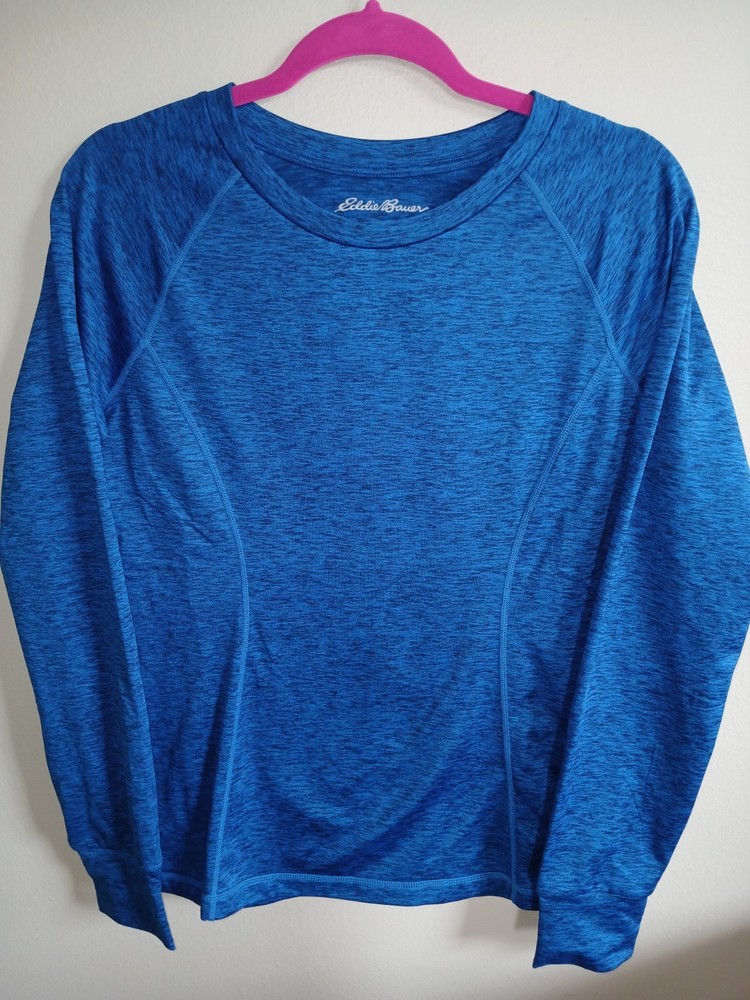 Eddie Bauer Women's Large Fleece-Lined Crewneck Sweatshirt Royal Blue LongSleeve