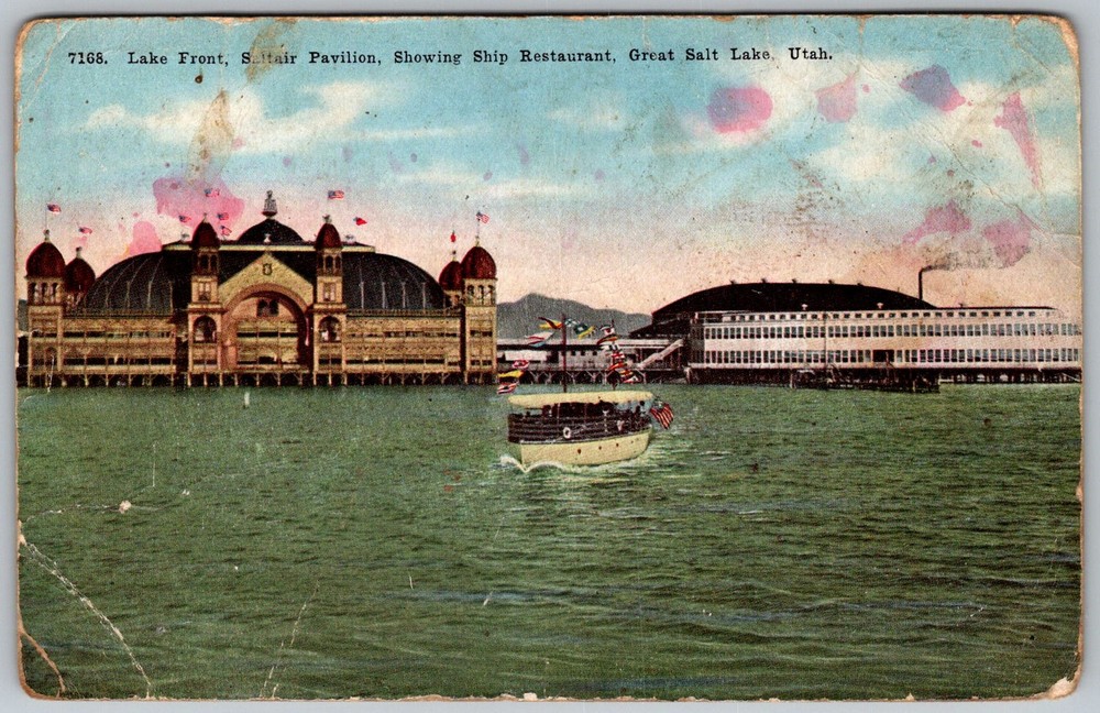 Antique Postcard Saltair Pavilion Ship Great Salt Lake, UT 1910s
