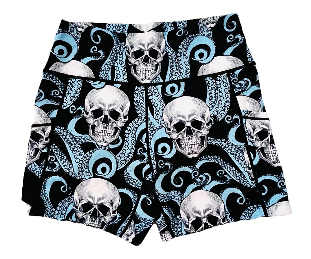 Constantly Varied Gear Large Women Skull Athletic Shorts Biker Stretch Pockets