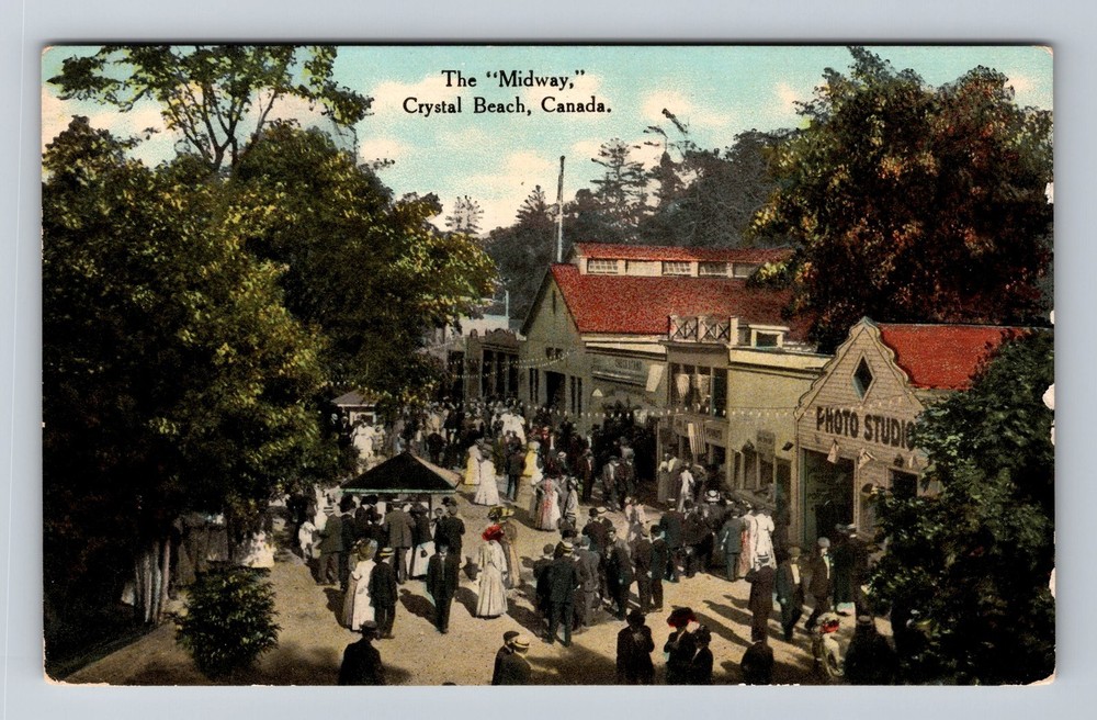 Crystal Beach, ON-Ontario Canada, Midway Fair Scene Card Vintage Postcard
