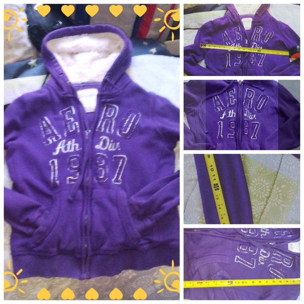 Areopostale Fleece Hooded Sweatshirt LG * Zip up w/pockets *Warm & comfy