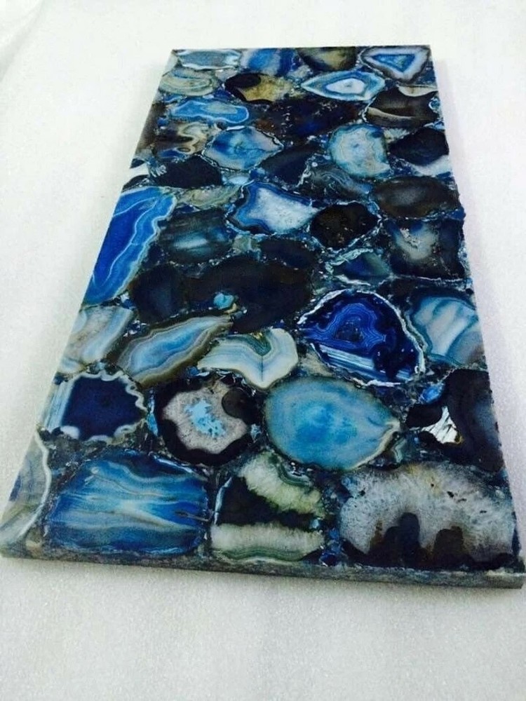 24x18 Inch Blue Agate Stone Table Top for Side or Console Home Decor  