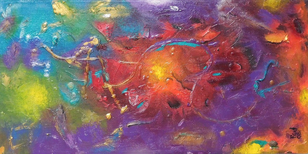 Original Abstract Modern Quantum Contempory Painting Textured Art By Rain Crow