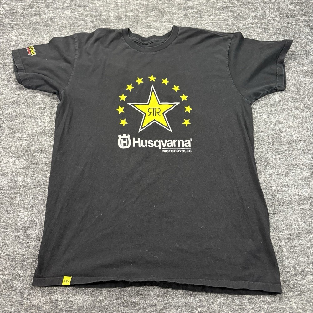 Rockstar Energy Husqvarna T Shirt Men’s L Black Star Logo Moto Racing Graphic