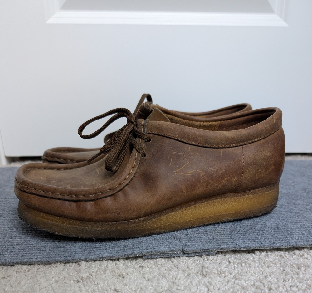 Clarks Wallabee Shoes Mens 8 Originals Leather Crepe Gum Sole Retro Moccasin Toe