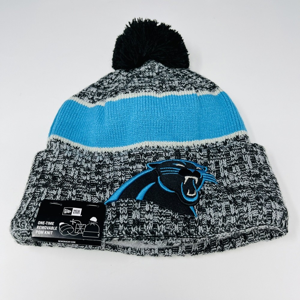 New Era NFL Carolina Panthers Men Cuffed Beanie Toboggan Winter Hat Cap Gray Bl