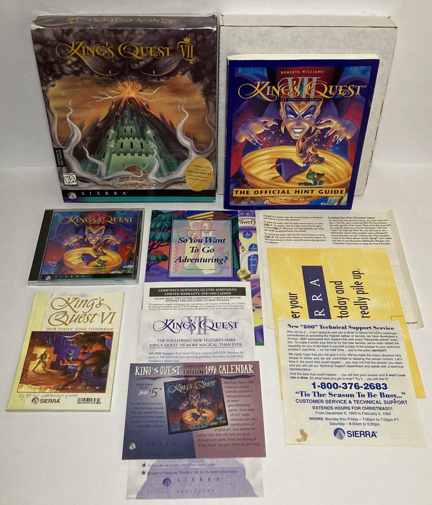 Sierra Kings Quest VII Princeless Bride Big BoX PC CD Windows 95 With Hint Guide