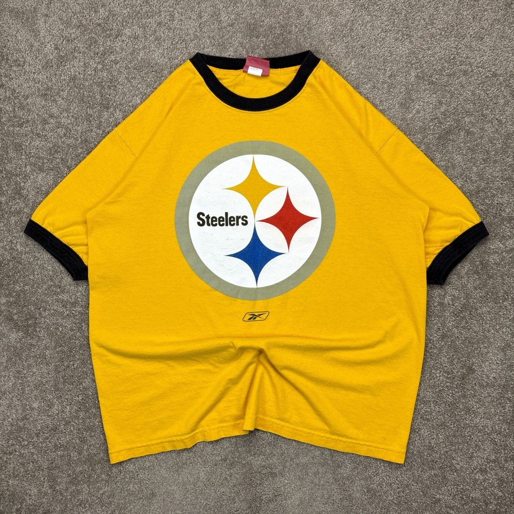 Vintage 90s Reebok Pittsburgh Steelers Ringer T Shirt Large