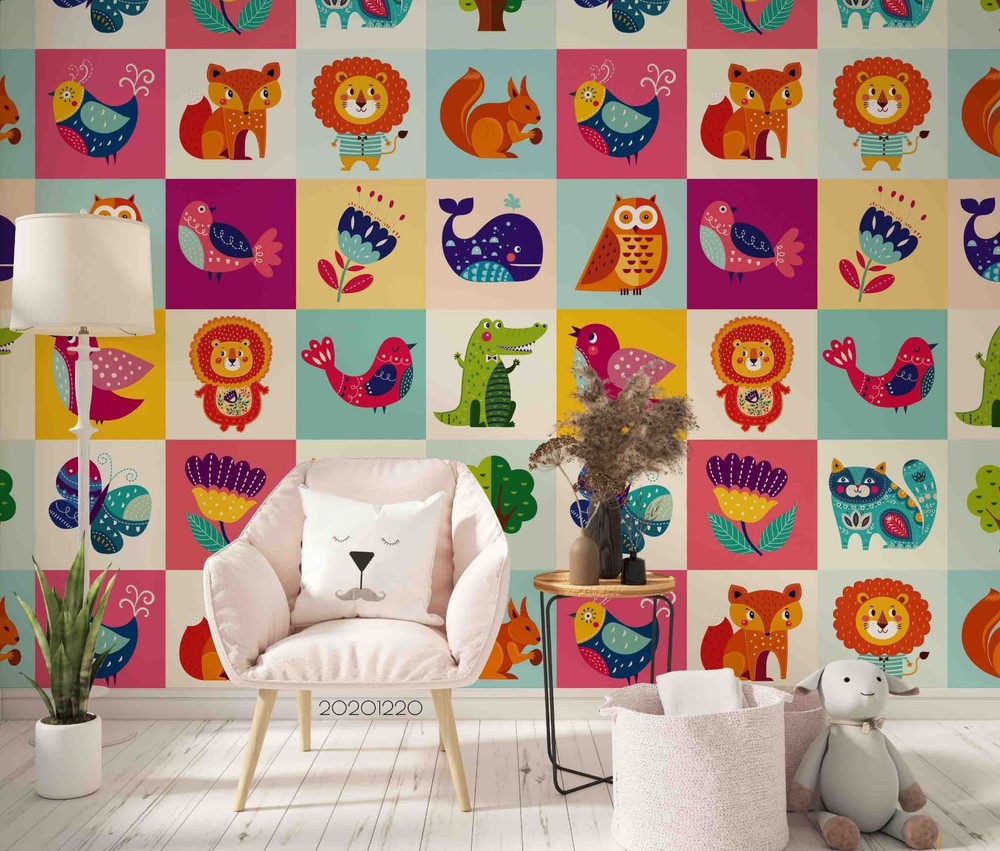 3D Cartoon Animal Collage Pattern Wall Murals Wallpaper Murals Wall Sticker