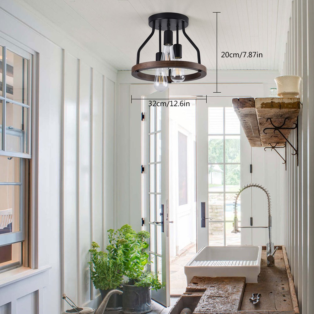 Retro Farmhouse Hanging Pendant Lamp for Bedroom Chandelier Lighting