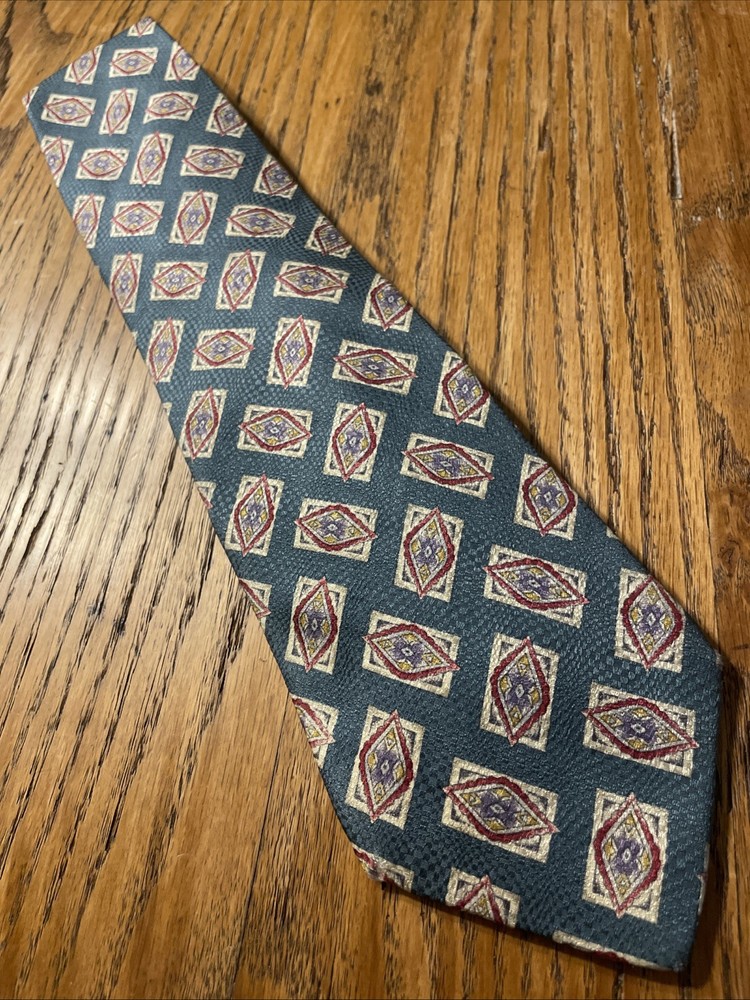 Vintage EUC Jos. A. Bank Premier Collection Silk Geometric Tie Necktie USA Made