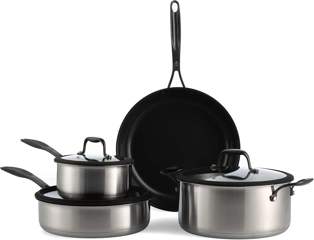 Ceramic Black Nonstick Induction 7-Piece Cookware Set PFAS Free