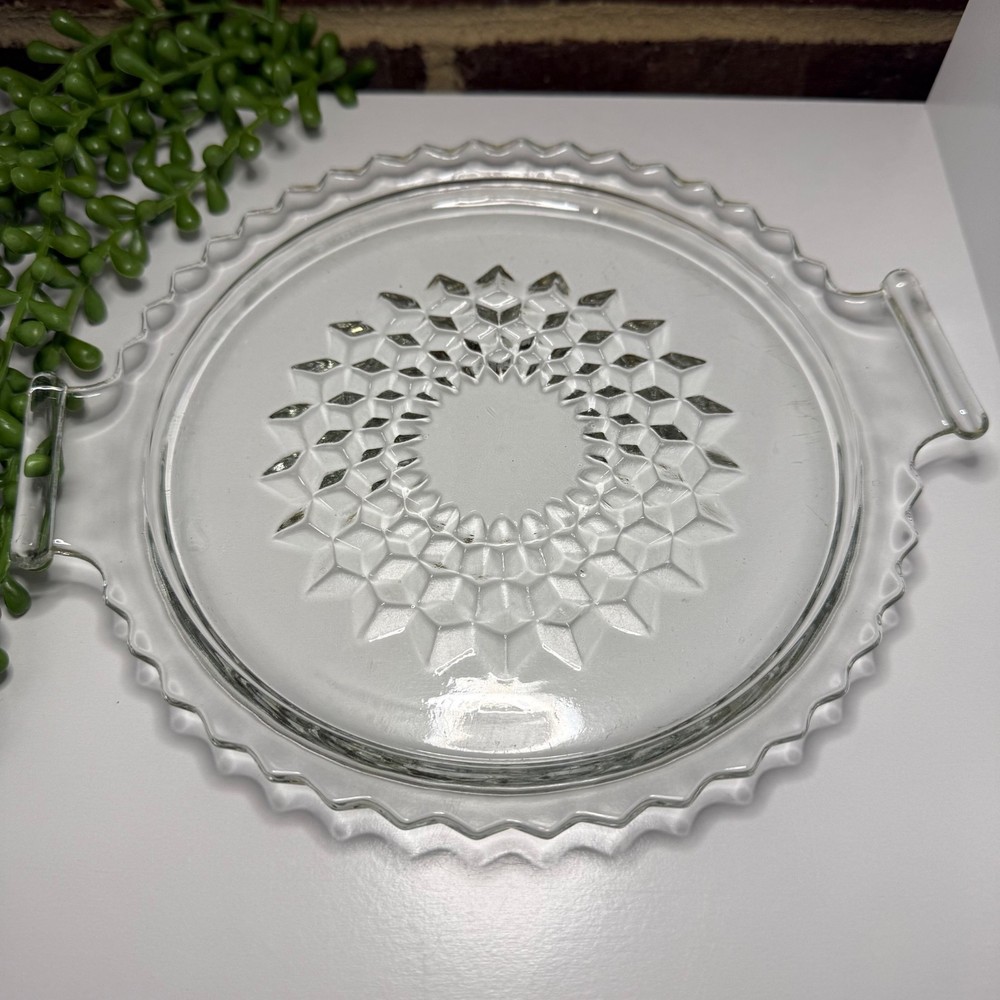 Jeannette Glass Cube Clear Depression Glass Plate Vintage Square Pattern