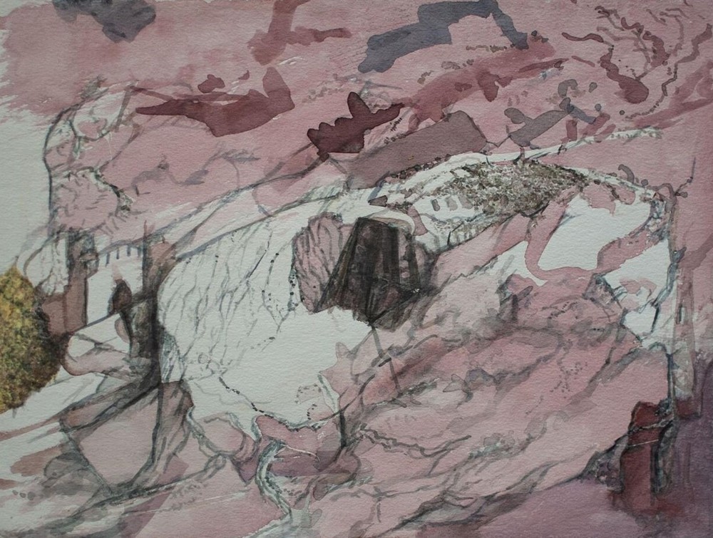 Werner Hennig landscape abstract Leipzig graphic exchange East Germany Art Watercolour-image
