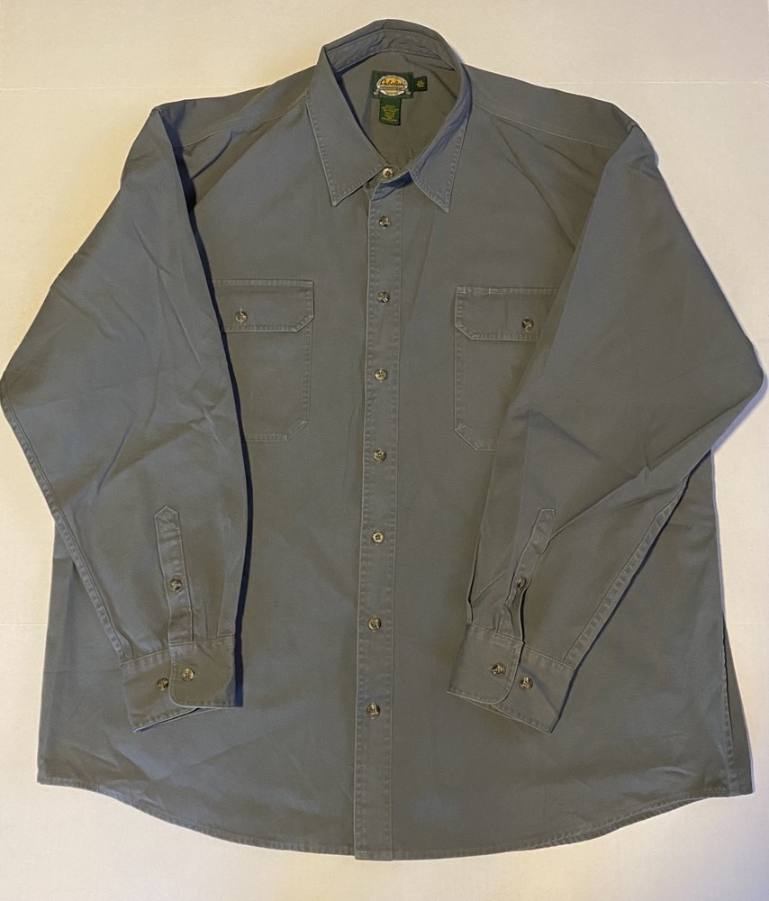 Cabela's Mens Size 2XL Tall Heavy Long sleeve Button Up Shirt Green