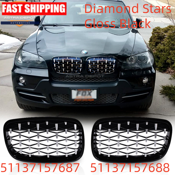 New 51137157687/8 Diamond Stars Front Kidney Grill Grille for BMW X5 E70 X6 E71