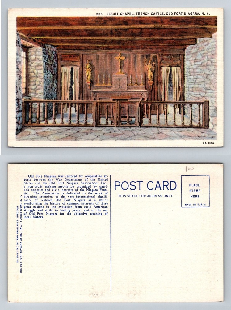Niagara, NY-New York, Old Fort Niagara French Castle Chapel Vintage Postcard