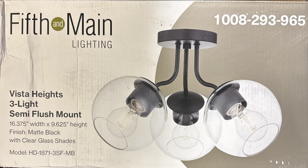 Fifth and Main Vista Heights 3-Light Semi Flush Ceiling Light 16.3” W X 9.6” H