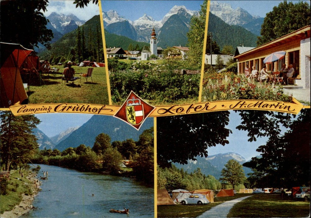 Austria St Martin Camping Park Grubhof VW Bug multiview ~ postcard sku271