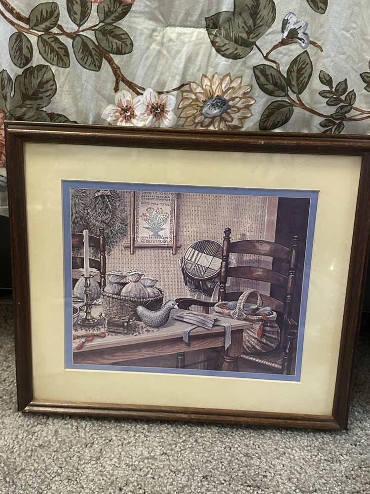Home Interiors Picture country farmhouse Vintage 80s 14x12.5
