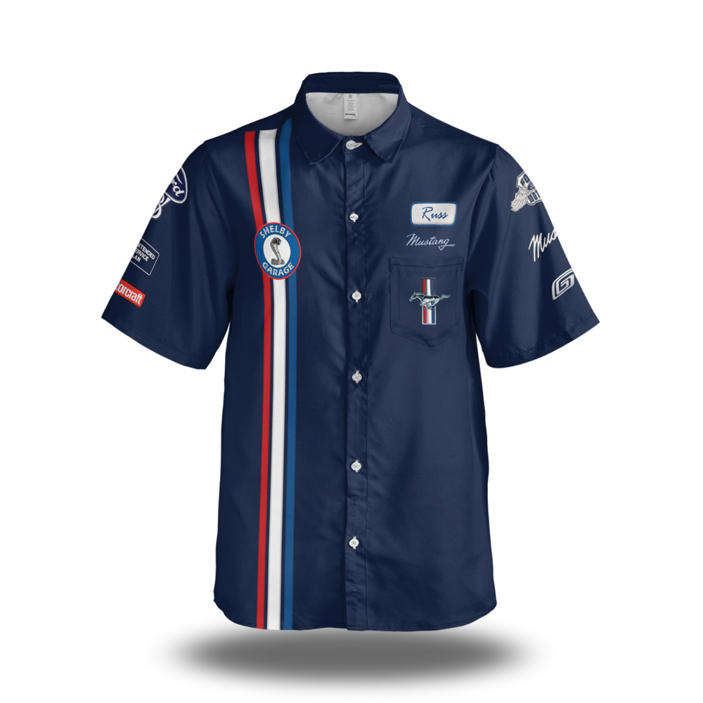 Old Style Mustang Mechanic Look Lightweight Shirt - Retro Muscle Car Work Style