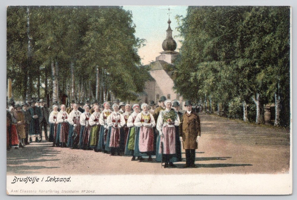 Leksand Sweden Wedding Procession Folk Costume Postcard Axel Eliasson