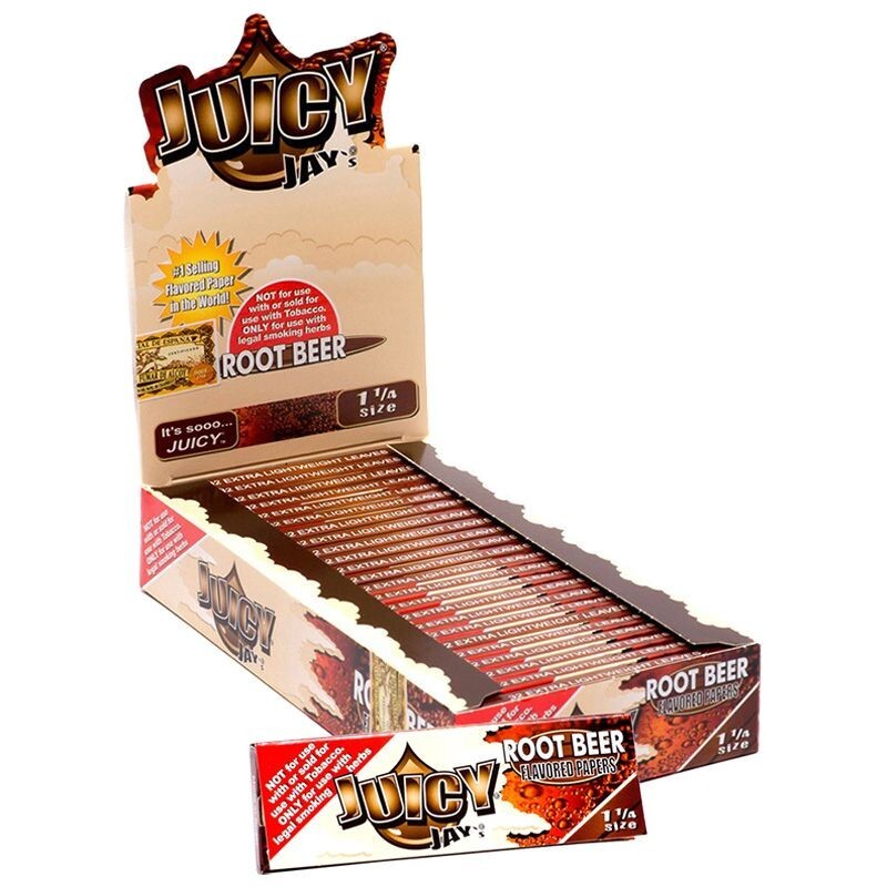 Root Beer Juicy Jay’s Flavored Rolling Papers 1 1/4 – 24pks Display
