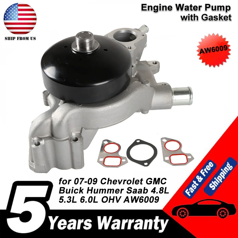 Water Pump For Chevy Silverado Tahoe Suburban GMC Sierra Yukon 4.8L 5.3L AW6009