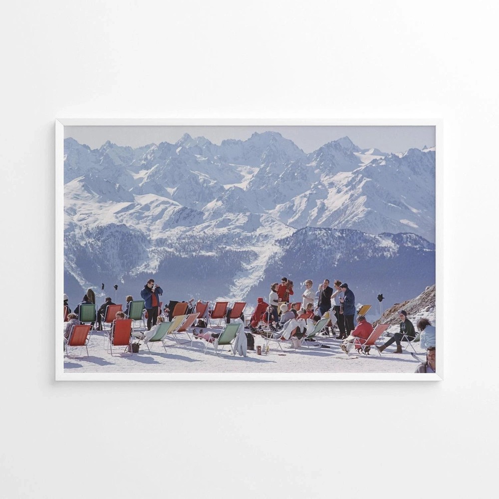 Slim Aarons Lounging in Verbier Poster, Vintage High Society Photo Art