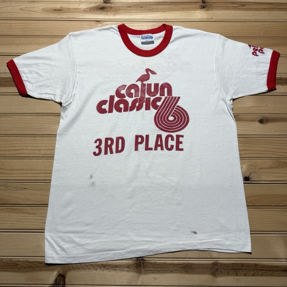Vintage 80s Budweiser Pelican Park Cajun Classic Beer Promo Shirt Size Large