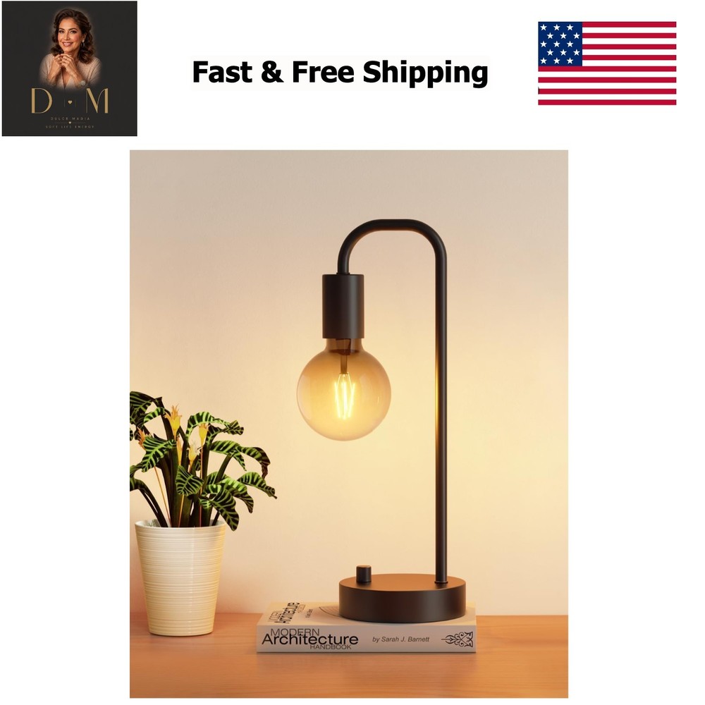 Industrial Table Lamp for Bedroom, Fully Dimmable Modern Bedside Lamps with 2...