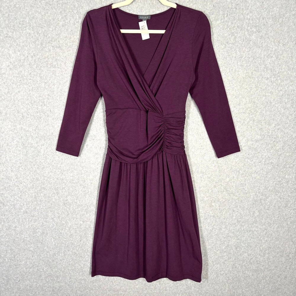 Lilla P Dress Womens Small Wrap Ruched Pima Modal Soft Comfort Casual NEW $144