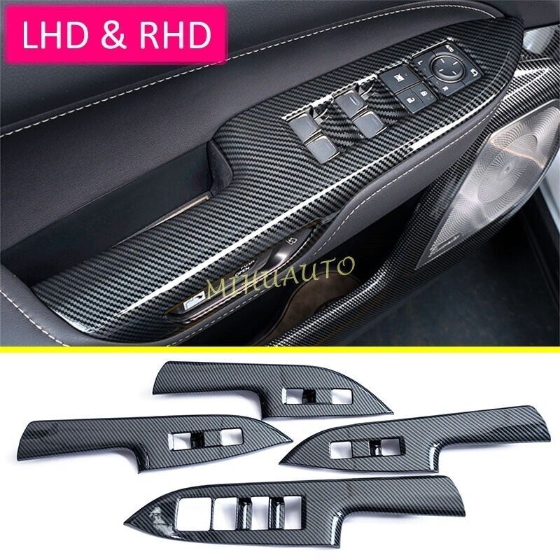 Carbon Fiber Interior Door Window Switch Panel Cover Trim For 2022-2023 Lexus NX