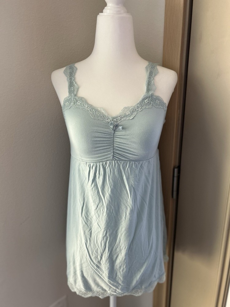 Pastel Blue Lace Stretch Cami Top Fairy Coquette Romantic Feminine Y2K 90s Ditsy