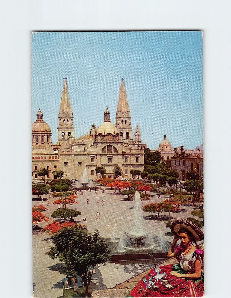 Postcard Liberation Plaza & Cathedral Guadalajara Jalisco Mexico