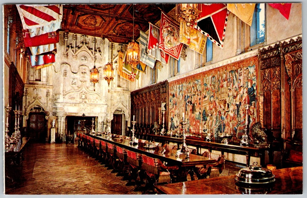 Vtg Postcard Hearst Castle Refectory LA San Simeon, CA 1960s