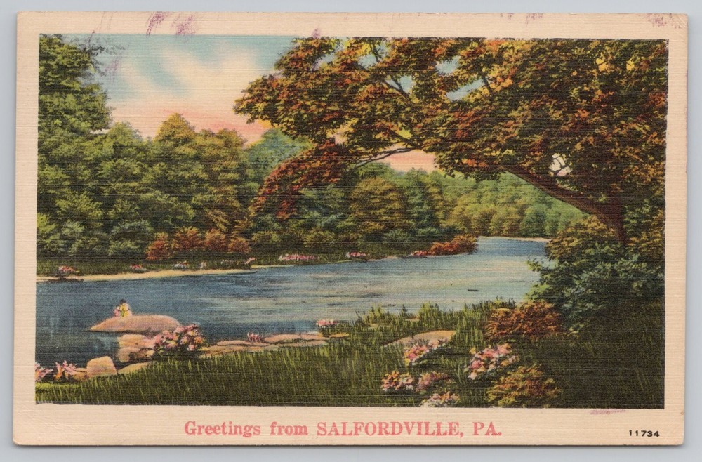 Greetings From Salfordville Pennsylvania PA Postcard 1943 Linen
