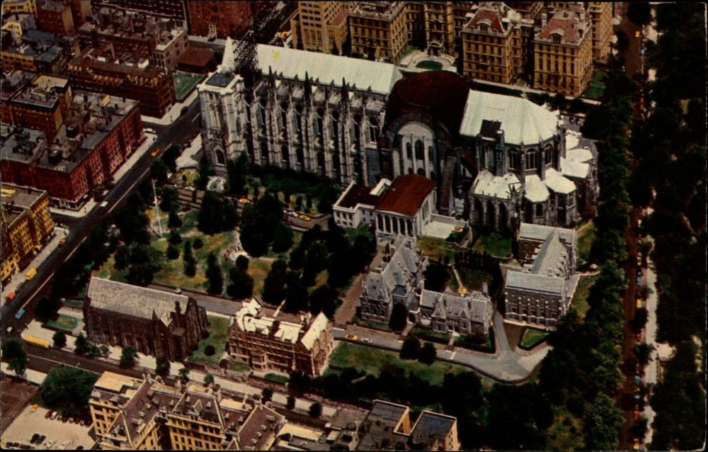 New York New York St John Divine Cathedral aerial view unused vintage postcard