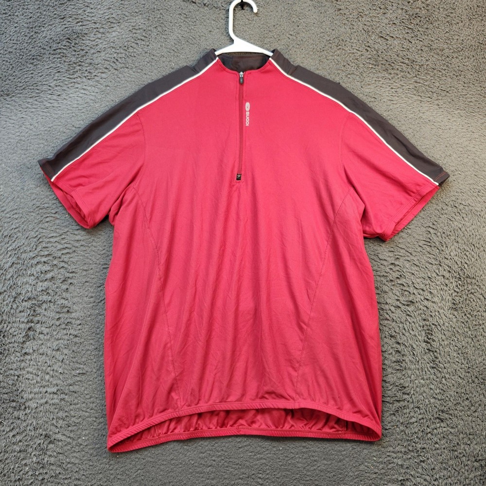 Sugoi Cycling Shirt Mens 2XL Red Black Half Zip Short Sleeve Jersey Bike