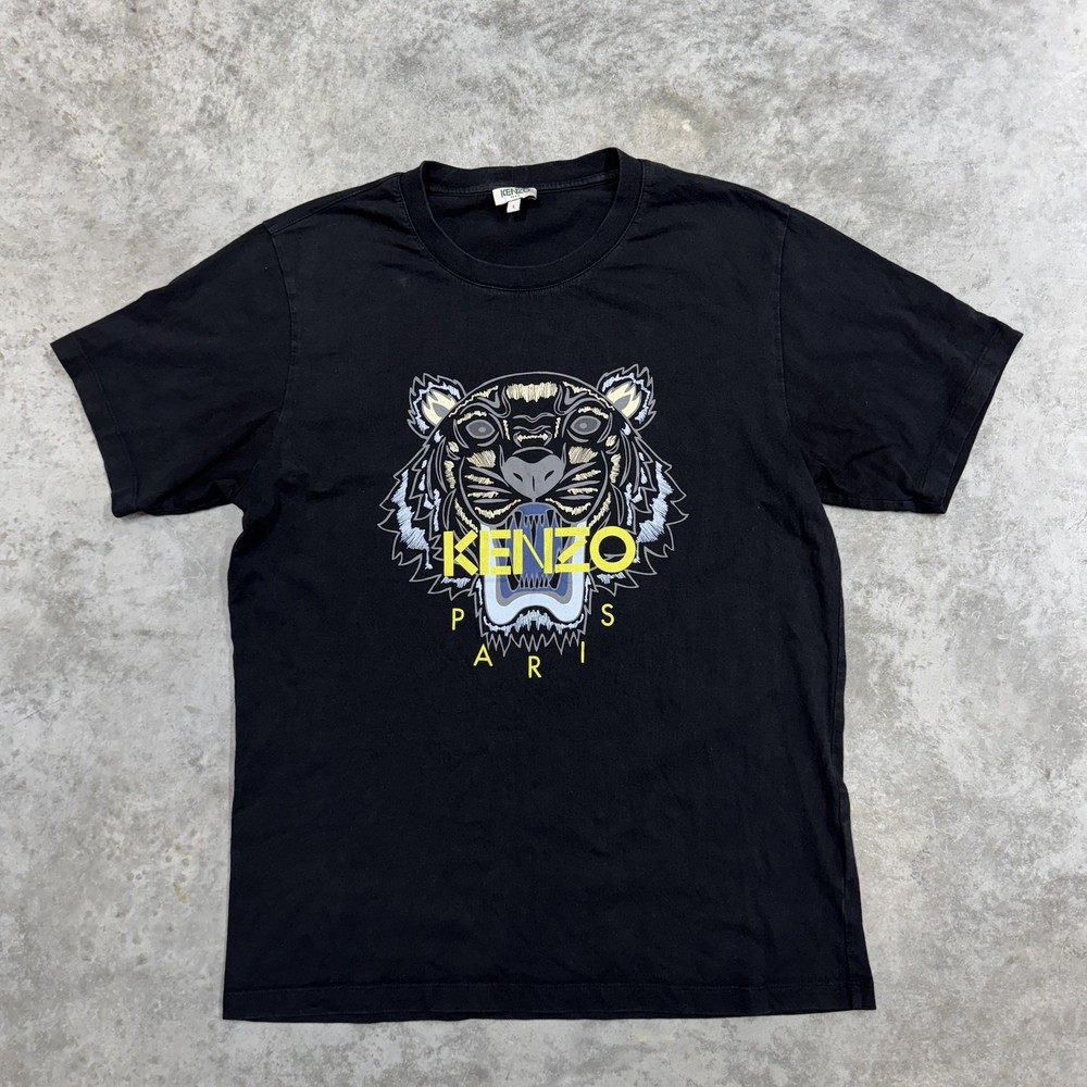 Kenzo Tiger Shirt Mens Large Black Paris Graphic Tee Logo Designer Crewneck